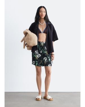 & Other Stories Floral Drawstring Shorts - Black