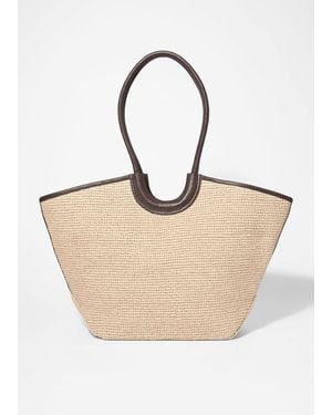 & Other Stories Leather-Detailed Straw Tote - Natural