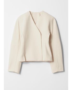 & Other Stories Funnel-Sleeve Wrap-Front Blazer - Natural