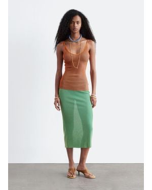 & Other Stories Rib-Knit Midi Skirt - Green