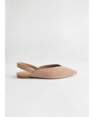 & Other Stories Pointed Leather Ballerina Flats - White