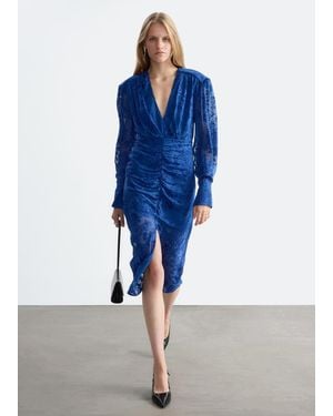 & Other Stories Silk-Blend Chiffon Dress - Blue