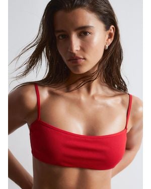 & Other Stories Ribbed Bandeau Bikini Top - Red