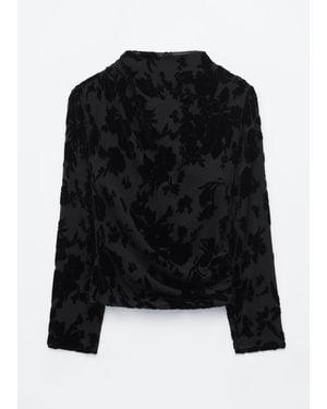 & Other Stories Velvet Floral Blouse - Black