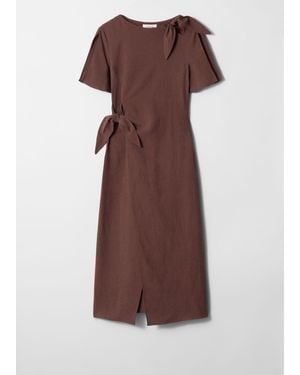 & Other Stories Knot-Detail Midi Dress - Brown