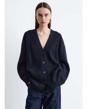 & Other Stories Rib-Knit Cardigan - Blue