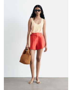 & Other Stories Pleated Linen-Blend Shorts - Red