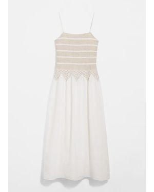 & Other Stories Strappy Smocked Midi Dress - White