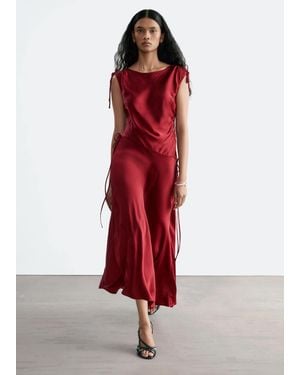& Other Stories Asymmetric Satin Dress - Red