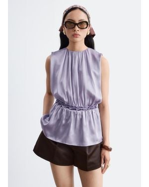 & Other Stories Sleeveless Silk Frill Top - Purple