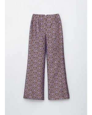 & Other Stories Flared Satin Jacquard Trousers - White
