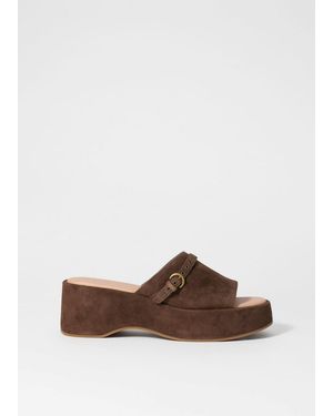& Other Stories Suede Platform Mules - Brown