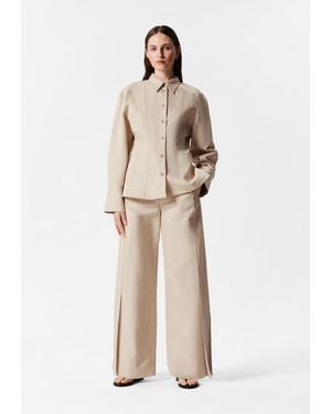 & Other Stories Wide-Leg Side-Slit Pants - Natural