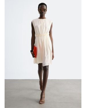 & Other Stories Gathered Silk Mini Dress - White