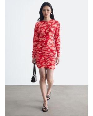 & Other Stories Ruched Mini Dress - Red