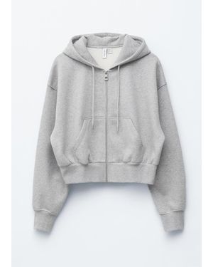 & Other Stories Cropped Zip-Up Hoodie - Grey