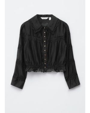 & Other Stories Long-Sleeve Lace Blouse - Black