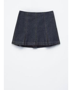 & Other Stories Pleated Denim Mini Skirt - Blue