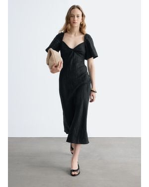 & Other Stories Linen Midi Dress - Black