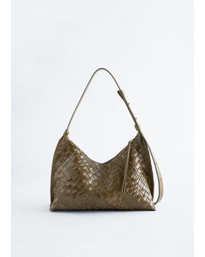 & Other Stories Interwoven Leather Crossbody Bag - Green