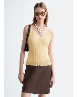 & Other Stories Rib-Knit Lace Camisole - Yellow