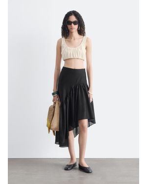 & Other Stories Asymmetric Ruffle Midi Skirt - Black
