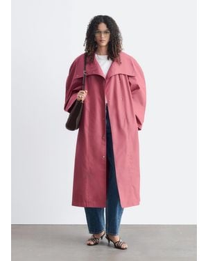 & Other Stories Bold-Shoulder Belted Coat - Red