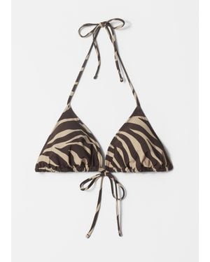 & Other Stories Halterneck Triangle Bikini Top - Brown