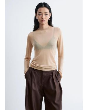 & Other Stories Fine-Knit Sheer Top - Natural
