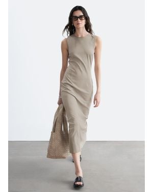 & Other Stories Fitted Cotton Jersey Midi Dress - Natural