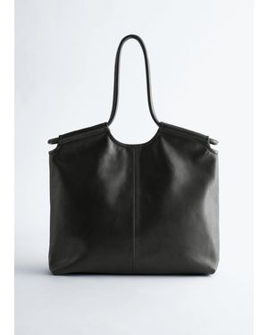 & Other Stories Large Leather Tote Bag - Blue