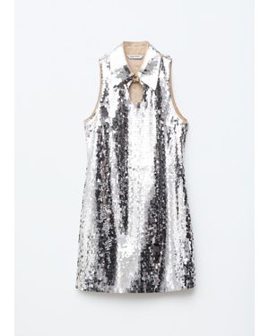 & Other Stories Keyhole-Collar Sequin Mini Dress - White