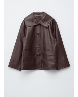 & Other Stories Boxy Nappa Leather Jacket - White
