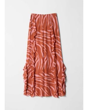 & Other Stories Frilled Wide-Leg Trousers - Red