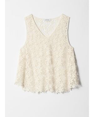 & Other Stories Sleeveless Crochet Top - White