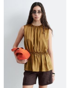 & Other Stories Sleeveless Silk Frill Top - Brown