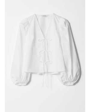 & Other Stories Tie-Front Blouse - White