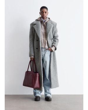 & Other Stories Wool Shearling Maxi Coat - White