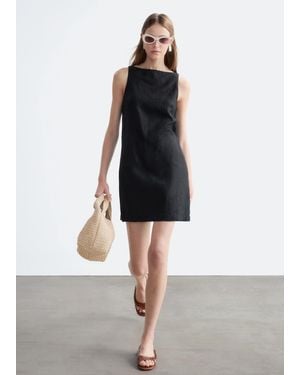 & Other Stories Linen Mini Dress - Black