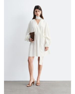 & Other Stories Scarf-Detail Wrap Mini Dress - White