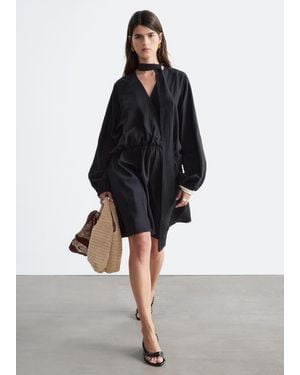 & Other Stories Scarf-Detail Wrap Mini Dress - Black