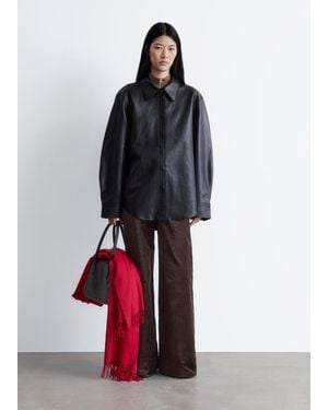 & Other Stories Oversized Leather Shirt - Red