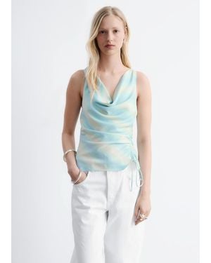 & Other Stories Cowl-Neck Drawstring Top - Blue