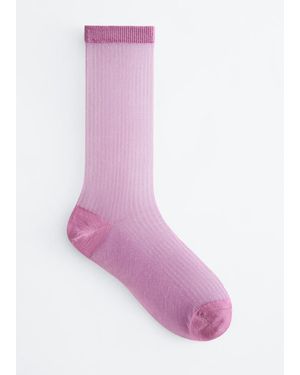 & Other Stories Sheer Ribbed Socks - Pink