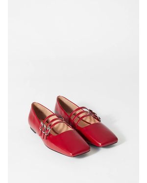 & Other Stories Mary-Jane Leather Ballet Flats - Red