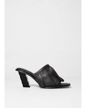 & Other Stories Fringed Leather Mules - White