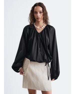 & Other Stories Wrap Cotton Blouse - Black