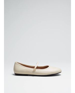 & Other Stories Mary Jane Leather Ballerina Flats - White