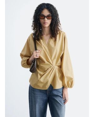 & Other Stories Cotton Cross-Over Blouse - Natural