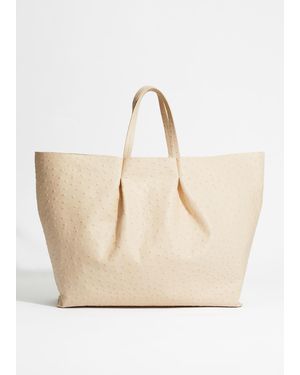 & Other Stories Large Embossed Leather Tote - Natural